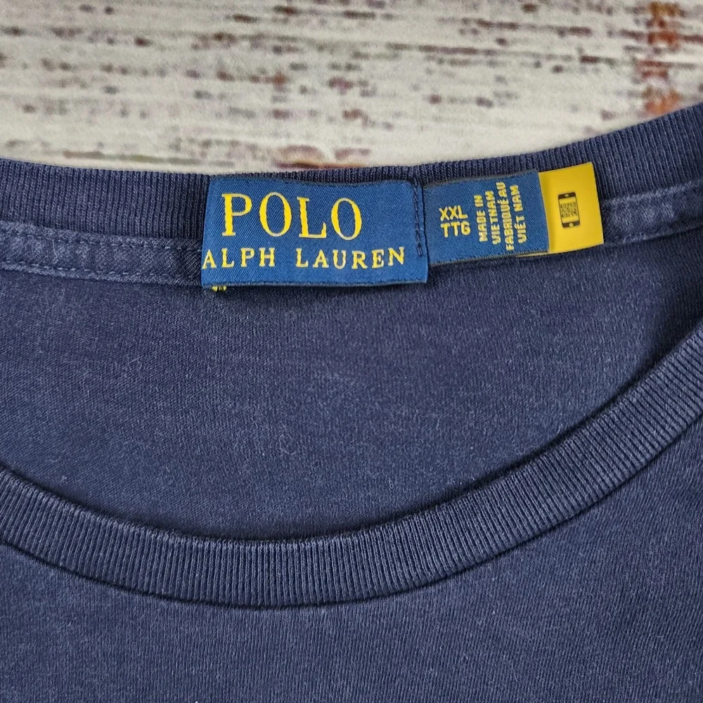 Polo Ralph Lauren Long Sleeve Shirt Mens XXL Navy Plaid P Logo Crewneck Cotton